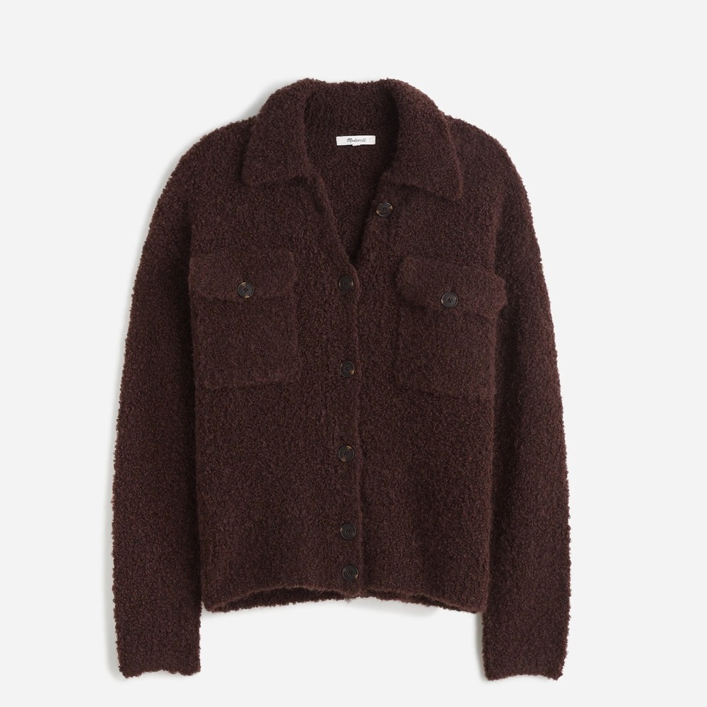Madewell Women’s Bouclé-Knit Sweater Jacket - Dark Carob